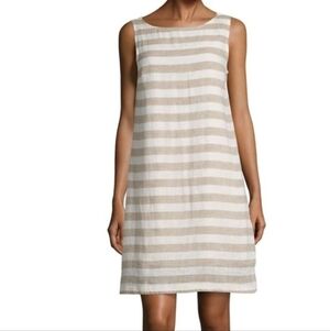 Beach Lunch Lounge Collection Dress, Striped Tan/White, Size L/G